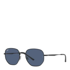 Black Fine Frame Round Navy Lens Sunglasses 51mm