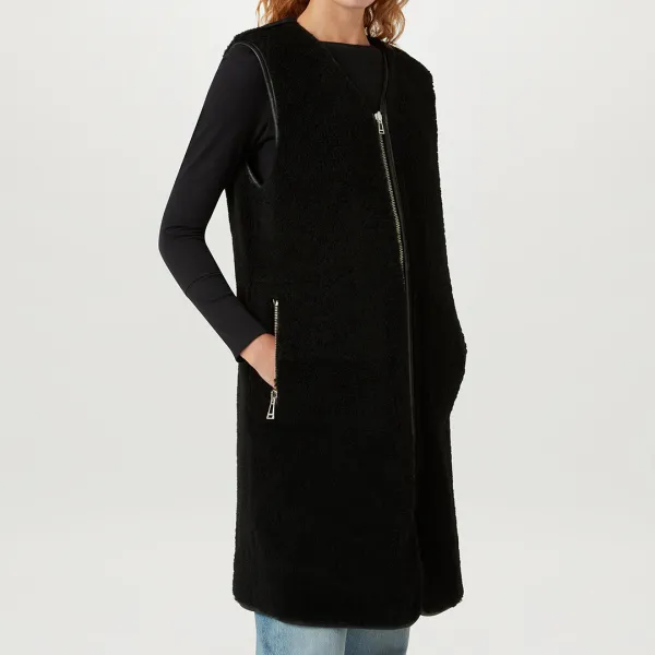 Black Foundry Shearling Reversible Vest - Black