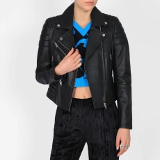 Black Genny Leather Biker Jacket