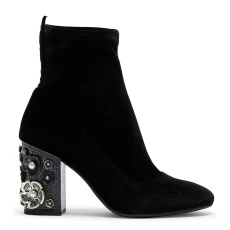 Black Giana Velvet Heeled Ankle Boot
