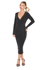 Black Glitter Midi Wrap Dress Petite Black Glitter Midi Wrap Dress Petite