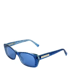 Black Glitter Square Sunglasses 51mm - Blue
