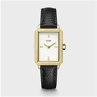 Black + Gold Fluette Leather Watch - Gold