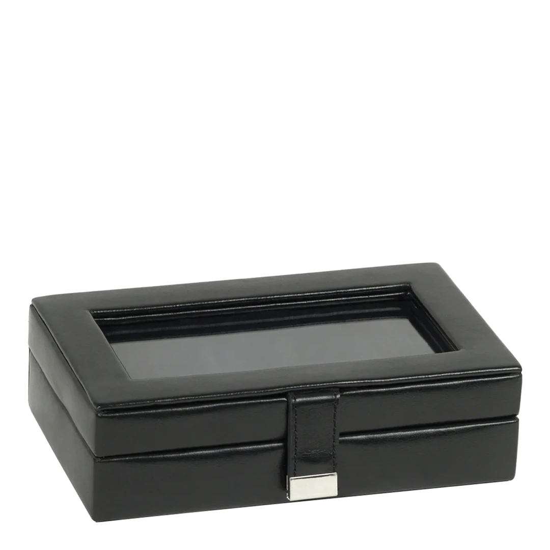 Black Heritage Piece Cufflink Box With Glass