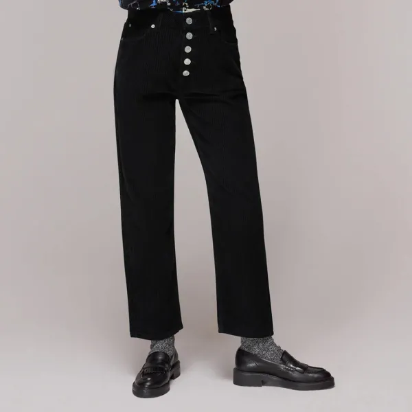 Black Hollie Button Front Jeans - Black