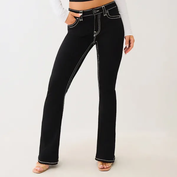 Black Joey Super T Low Rise Flare Jean - Black
