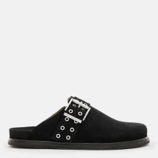 Black Juno Studded Leather Mules