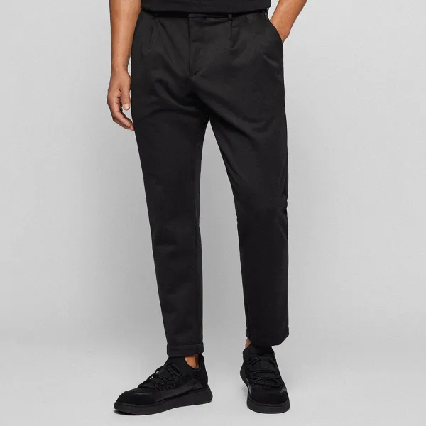 Black Keen Double Pleat Trousers - Black
