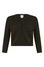 Black Knitted Curved Bolero 16-18 Black