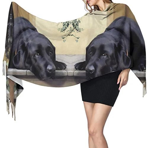 black labrador Womens Winter Fashion Scarf Cashmere Feel Pashmina Shawl Wraps Soft Warm Blanket Long