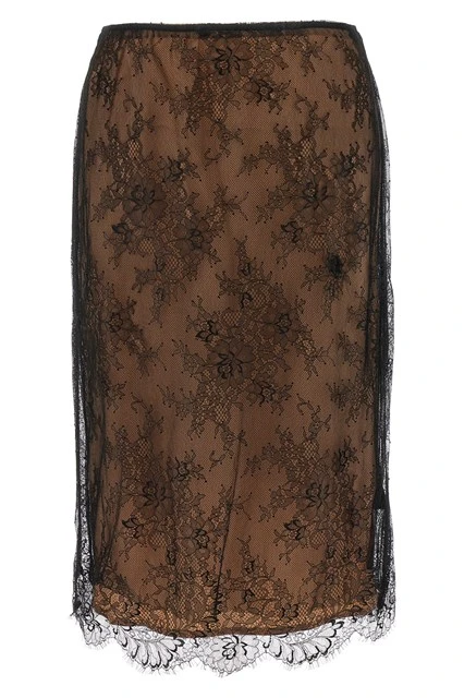Black Lace Midi skirt Black Size UK