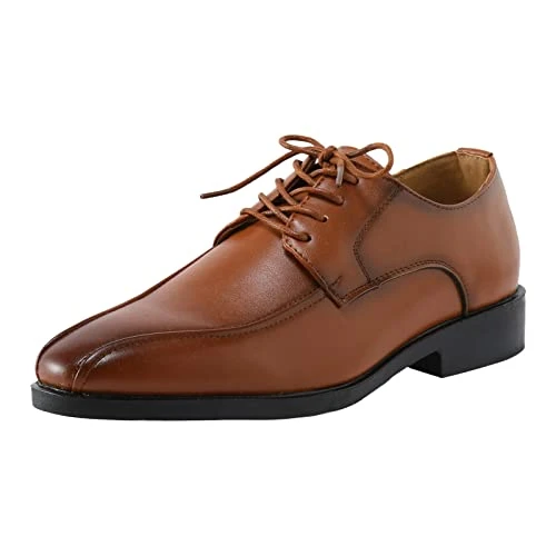 Black Leather Derby Shoes Men - Flat Wedge Solid Colour Lace Up Oxford Shoes Pointed Toe Wide Fit Cl