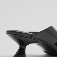 Black Leather Toed Mules