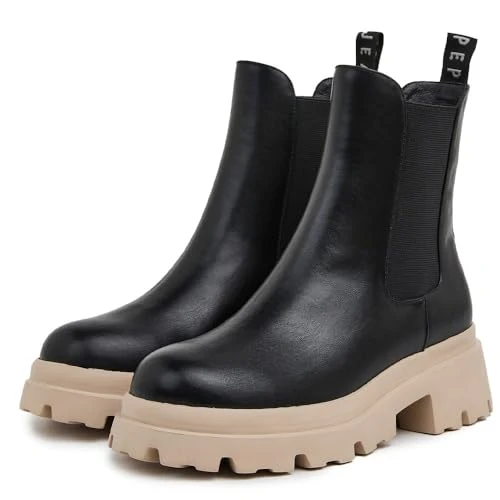 Black Lol Chelsea Boots -Heel Height 6cm, Black, 6 UK