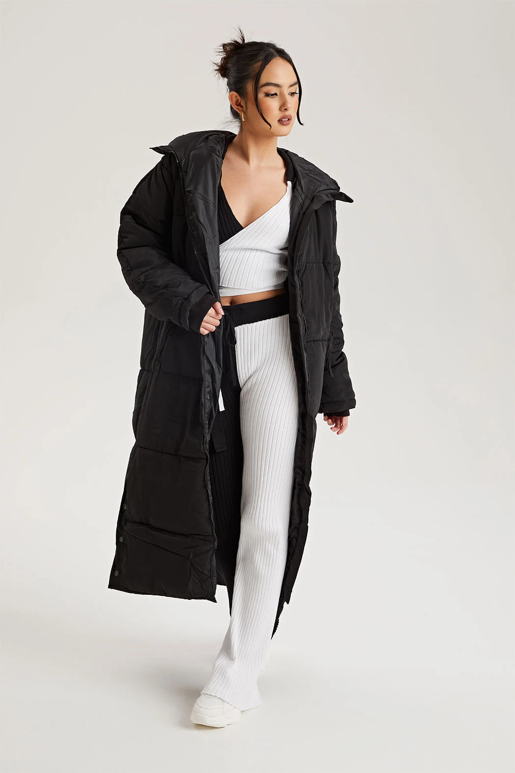 Black Longline Puffa Jacket /