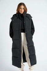 Black Longline Puffer Gilet /