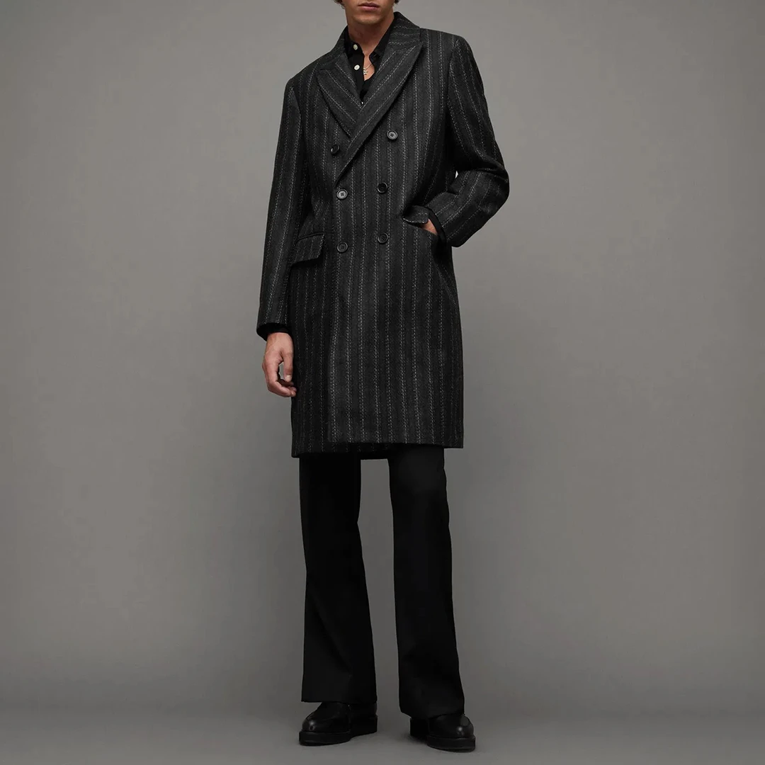 Black Lovell Double Breasted Cashmere Blend Coat