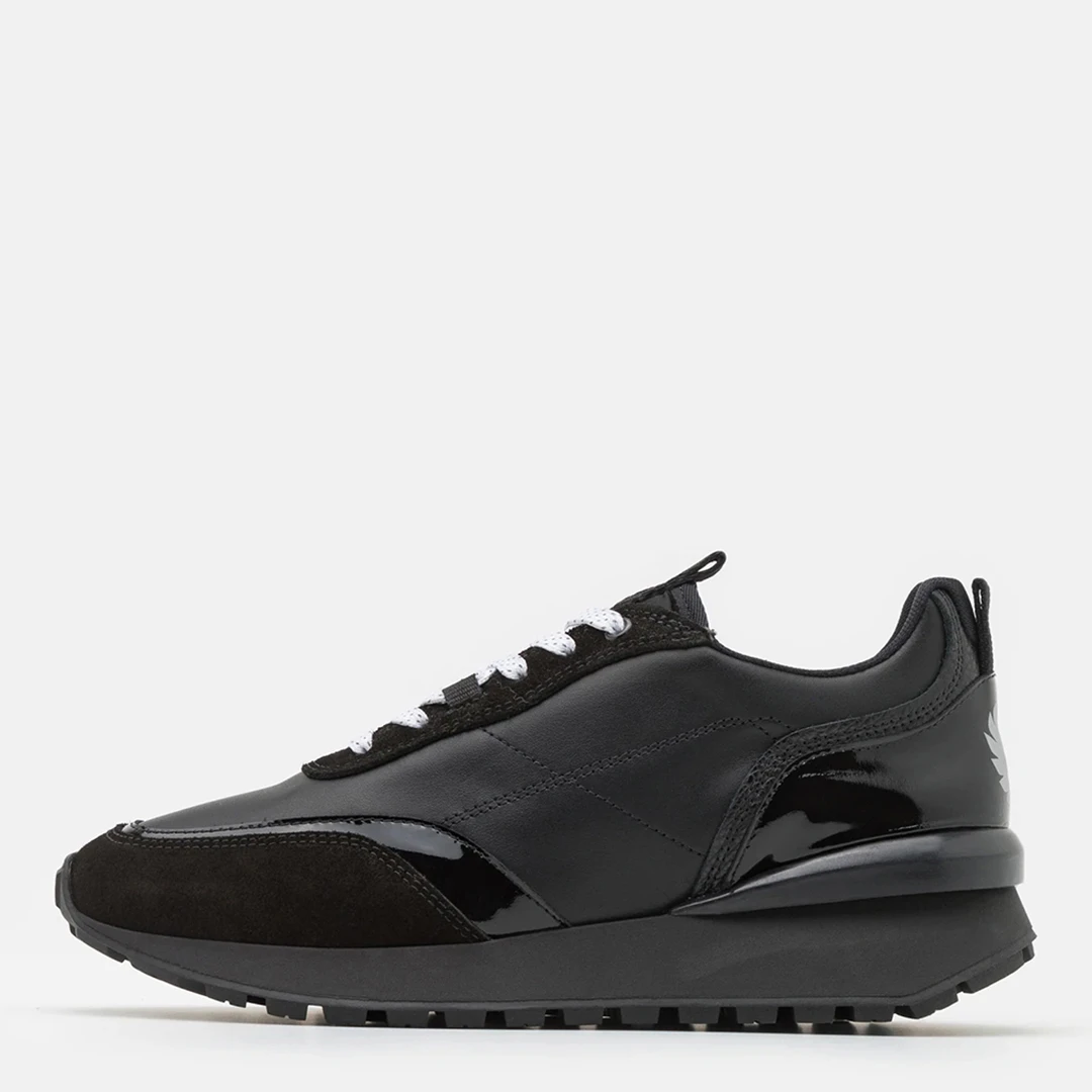 Black Luxe Low Runner Leather Trainers