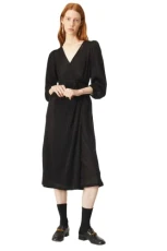 Black midi wrap Dress with V‐Neck in Sparkly Lurex by Compania Fantastica Black midi wrap Dress with V‐Neck in Sparkly Lurex by Compania Fantastica