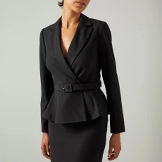 Black Nina Belted Blazer