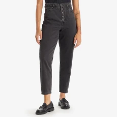 Black Notch Mom Jeans - Blue