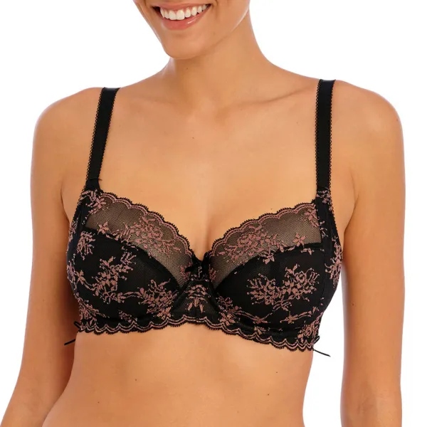 Black Offbeat Decadence Side Support Bra - Black