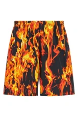 Black & Orange Fire bermuda shorts Multicolor Size