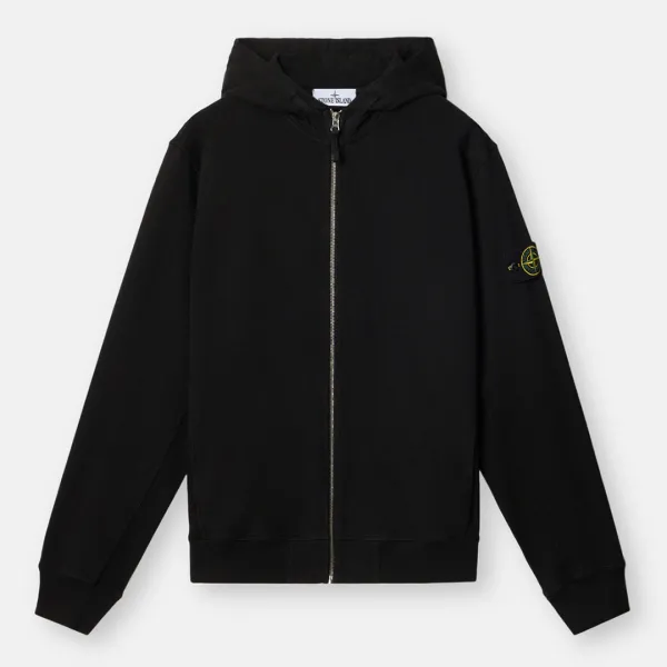 Black Organic Cotton Hooded Fleece - Black