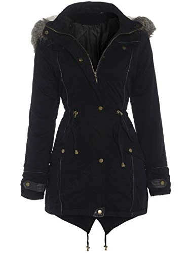 Black Oversized Hood Parka Womens Coat Sizes 8-16 (10)