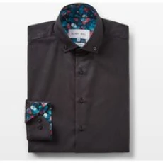 Black Oxford with Skulls Accents Button-Down Shirt, M