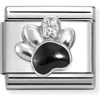 Black Paw White Crystal Charm