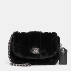 Black Pillow Madison Shoulder Bag In Shearling With Quilting