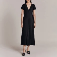 Black Pintuck Midaxi Dress