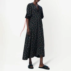 Black Puff Sleeve Maxi Dress