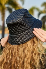 Black Quilted Bucket Hat
