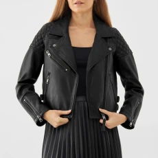Black Quilted Leather Biker Jacket