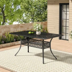 Black Rectangular Cast Aluminum Garden Table