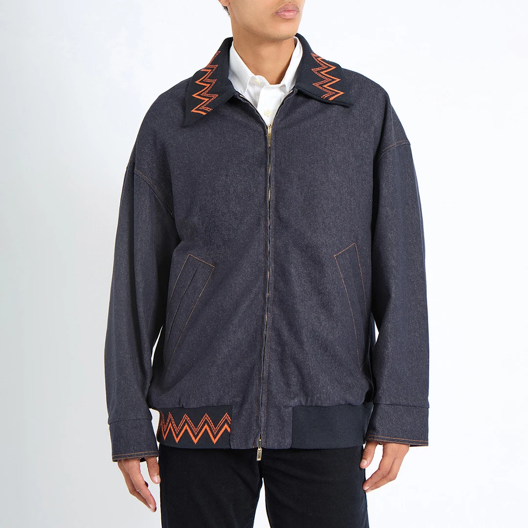 Black Reversible Cotton Jacket - Navy
