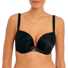 Black Rose Blossom Underwire Moulded Plunge T hirt Bra