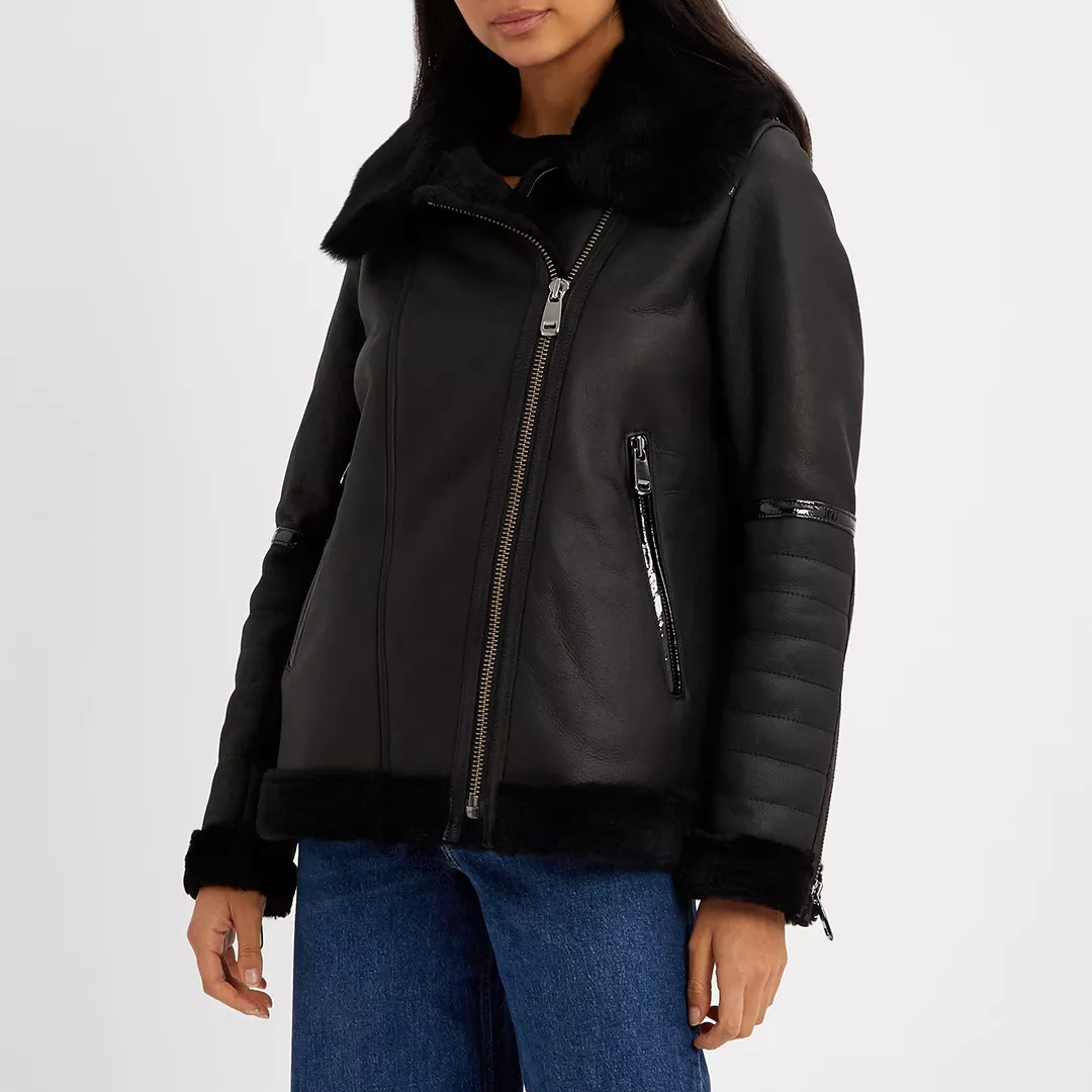 Black Shearling Aviator Jacket