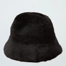 Black Shearling Bucket Hat