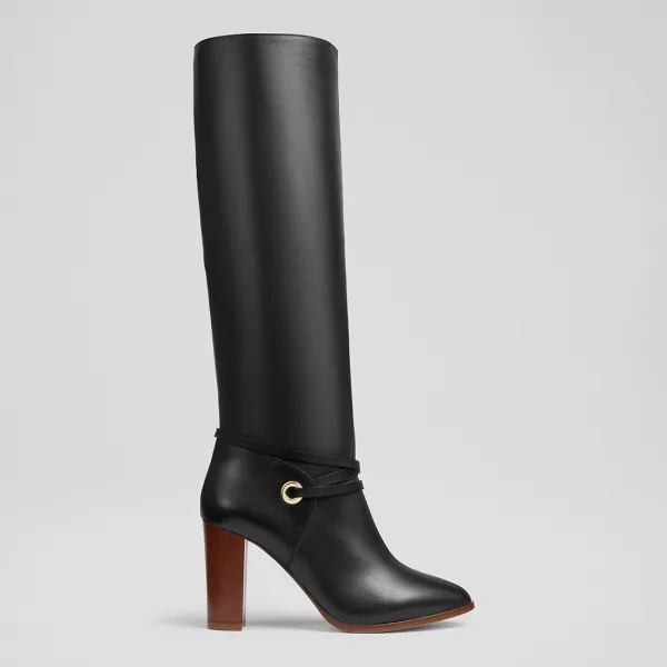 Black Shelby Knee High Boots - Black