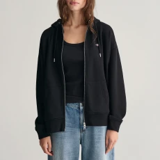 Black Shield Logo Zip Hoodie