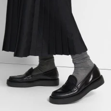 Black Shiny Leather Loafers