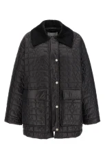 Black Shiny Quilt Midi Jacket Size