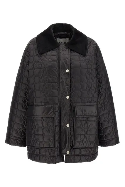 Black Shiny Quilt Midi jacket