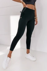 Black Side Lace up Ribbed Leggings - BLACK / / 82%POLYAMIDE+%ELASTANE Black Side Lace up Ribbed Leggings - BLACK / / 82%POLYAMIDE+%ELASTANE