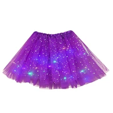 Black Skirt Halloween Athletic Skirts Women Women Small Princess Star Bulb with LED Pleated Sequins Mesh Skirt Skirt Tulle Skirt Crib Skirts for Girls Ruffle Black Tutu Skirt Sale Clearance