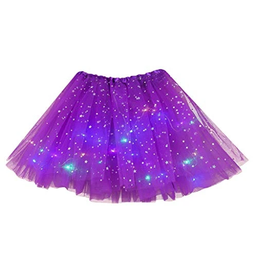 Black Skirt Halloween Athletic Skirts Women Women Small Princess Star Bulb with LED Pleated Sequins Mesh Skirt Skirt Tulle Skirt Crib Skirts for Girls Ruffle Black Tutu Skirt Sale Clearance