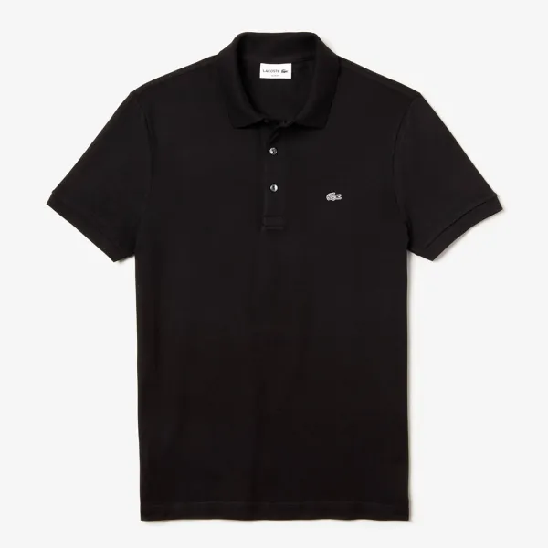 Black Slim Fit Cotton Polo Shirt - Black